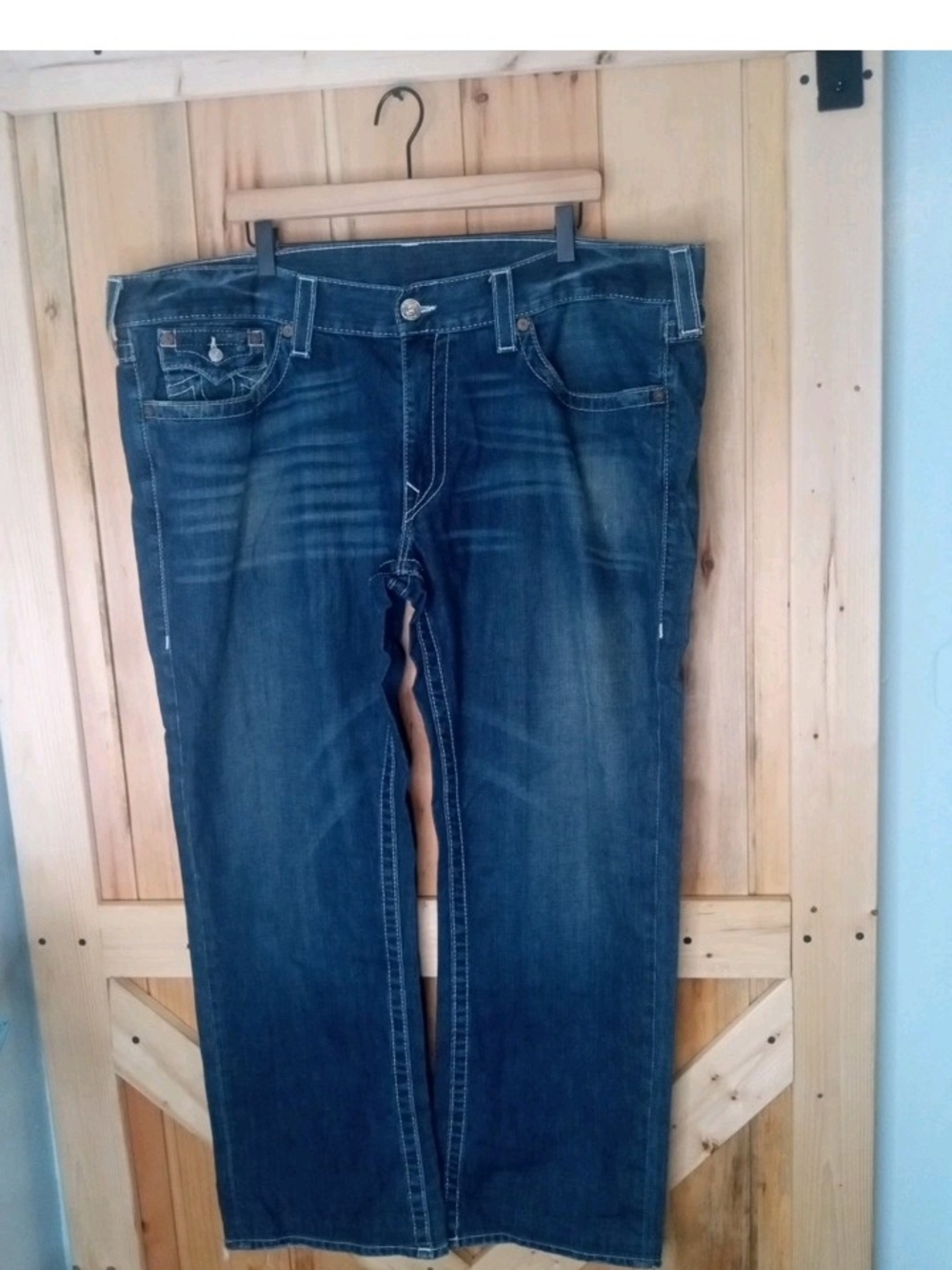 True Religion Men's Dark Blue Straight Leg Ricky Jeans 42x30